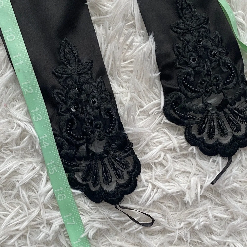 Elegant Black Satin Opera Gloves